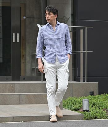 爽やかに差がつく、大人のストライプシャツコーデ