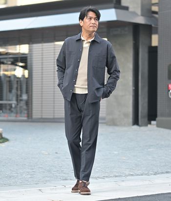 軽快さが映える、大人のHERNOコーデ