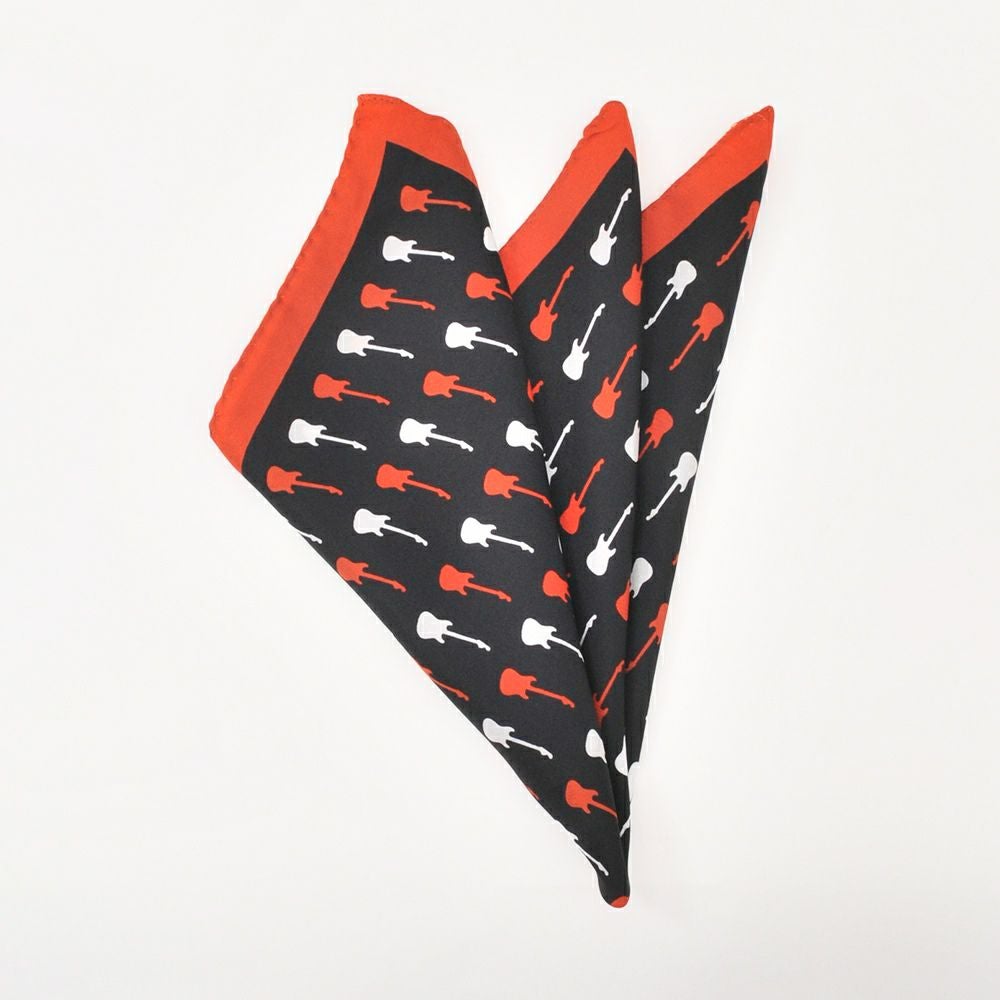 フェルッチミラノFERRUCCI/47-BASSOレッド&ブラックのベースデザインシルク製チーフポケットチーフ)n