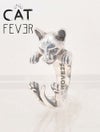 ドッグフィーバーDOGFEVER/CATキャットフィーバーシリーズ/SIAMESEシャム猫無色シルバーカラーなのに、白黒の毛並みさえも想像できてしまう、リアリティに溢れる輪っか型ハグリング、イタリアハンドメイドアクセサリー、指輪、アニマルメンズレディース）n