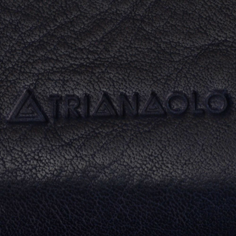 トリアンゴロTRIANGOLOイタリア製タンニングなめし革ネイビーレザーバケッタジップラウンド・ロングウォレット長財布ブランドメンズ