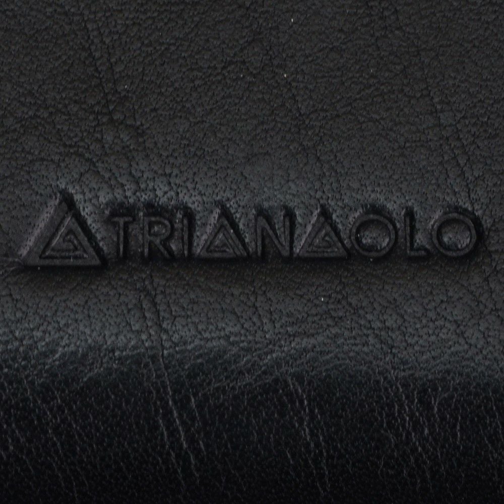 トリアンゴロTRIANGOLOタンニングなめし革ブラックイタリアンレザー黒革ジップラウンド・ロングウォレット長財布ブランドメンズ