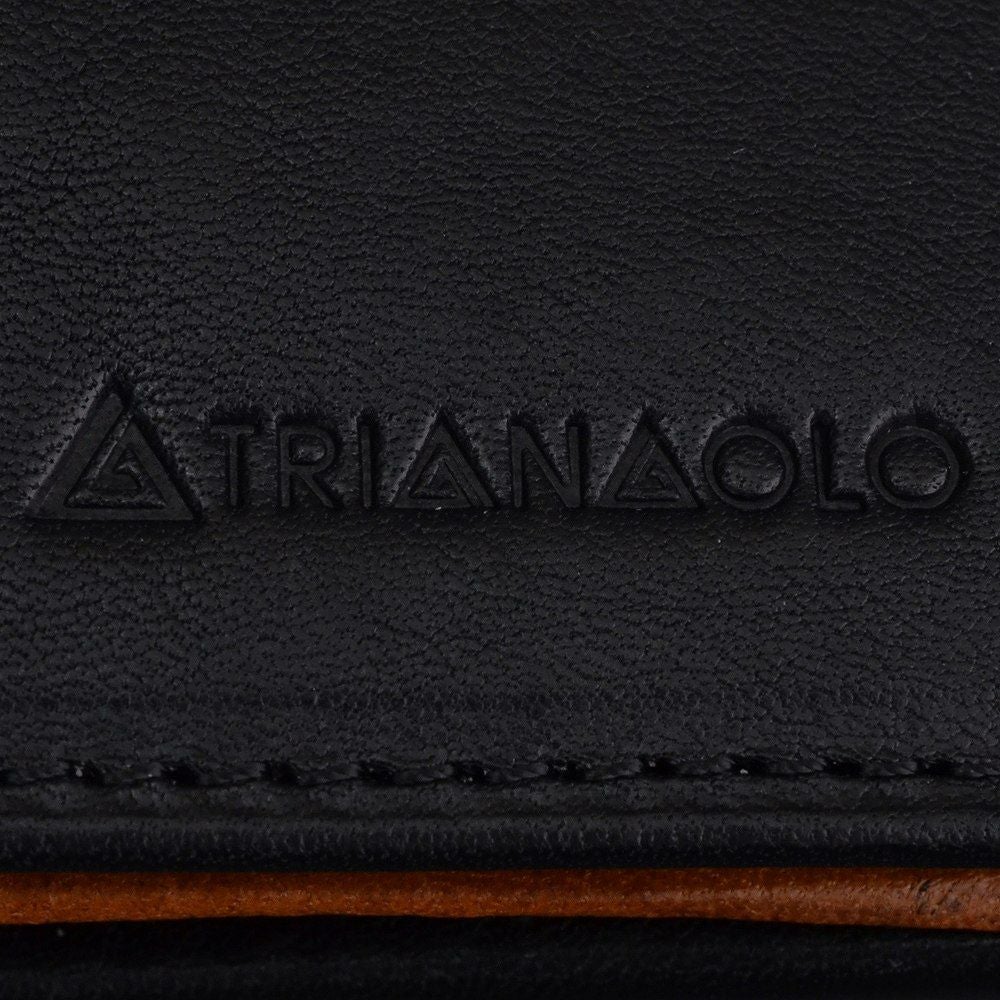 トリアンゴロTRIANGOLOイタリアンレザーSant'Agataサンタガタ黒革ブラックイタリアンレザースモールサイズ紙幣は折って収納コンパクトウォレット二つ折り財布カードケース男女兼用