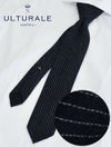 ウルトゥラーレULTURALEネイビーホワイトレジメンタル柄トレピエゲ3つ折りネクタイカシミア100％一枚地仕立てプレゼント