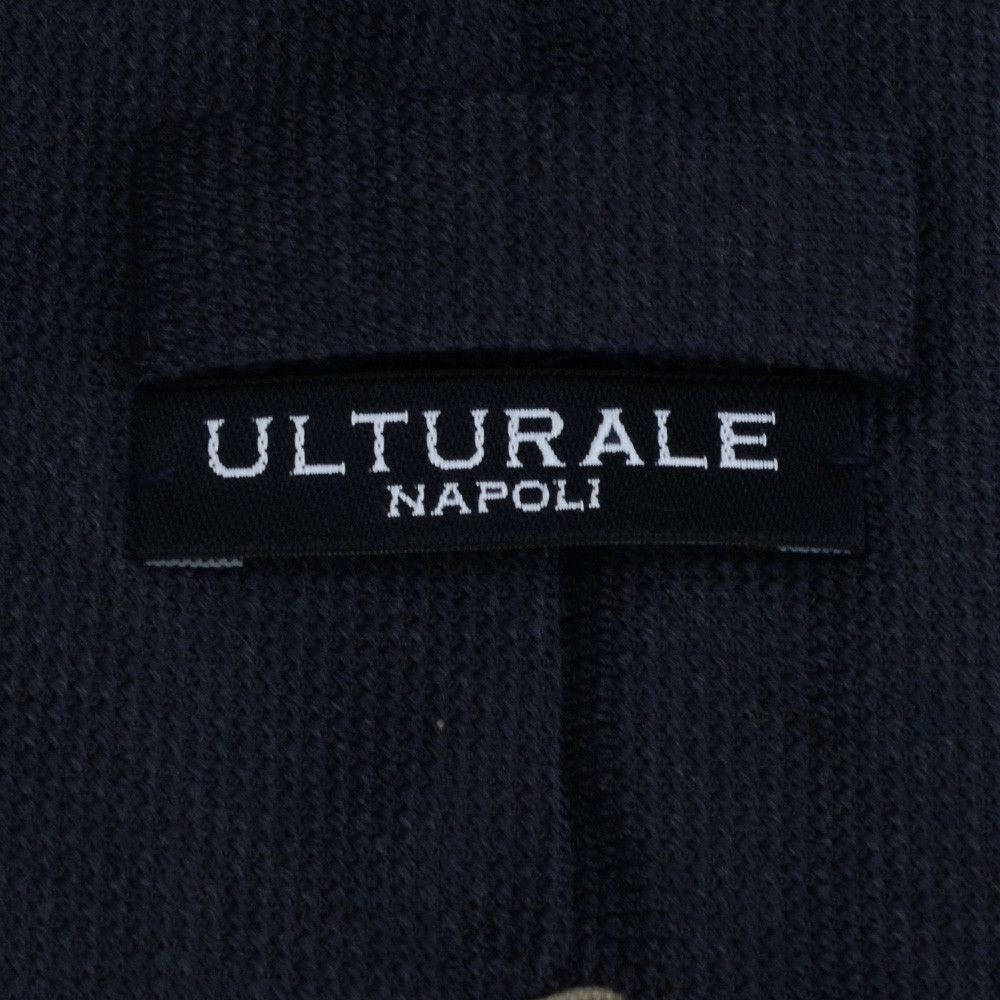 ウルトゥラーレULTURALEネイビーブルートレピエゲ3つ折りネクタイウールシルクバケット織り一枚地仕立てプレゼント