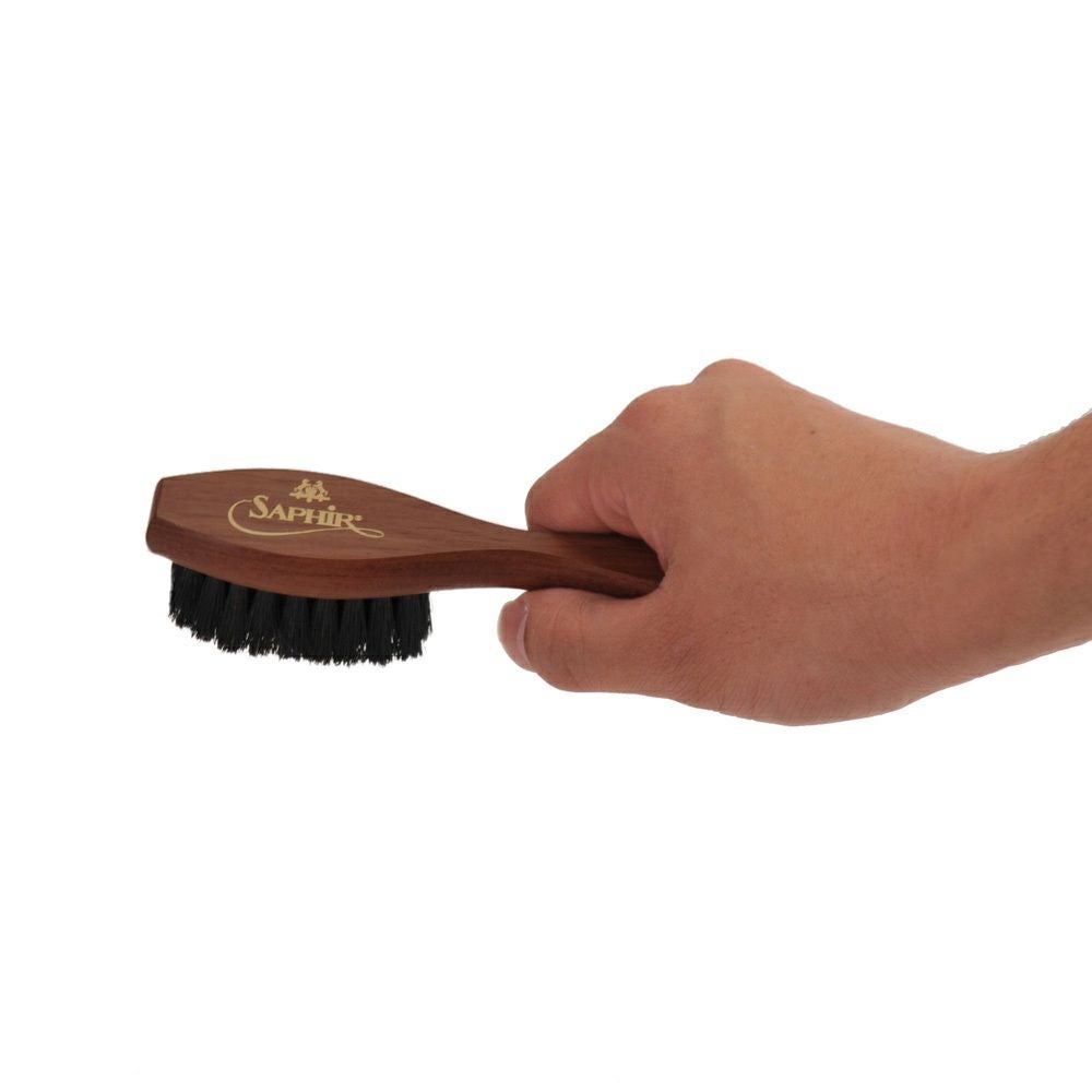サフィールノワールSaphirNoir【返品交換不可】【2色展開】靴磨きブラシ豚毛ブリストルハンドルタイプのブラシスエードシューズ