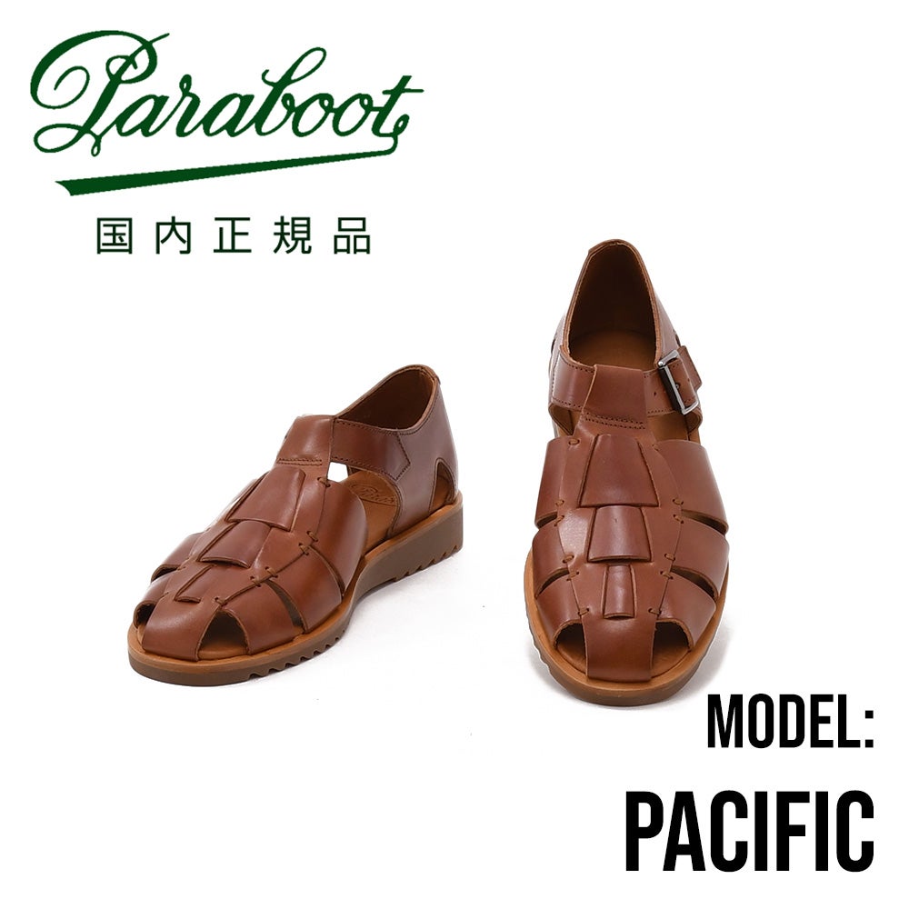パラブーツ【国内正規品】PARABOOTパシフィックPASIFICブラウングルカサンダルベジタブルタンニングラディエーター編み込みレザーメンズ18春夏