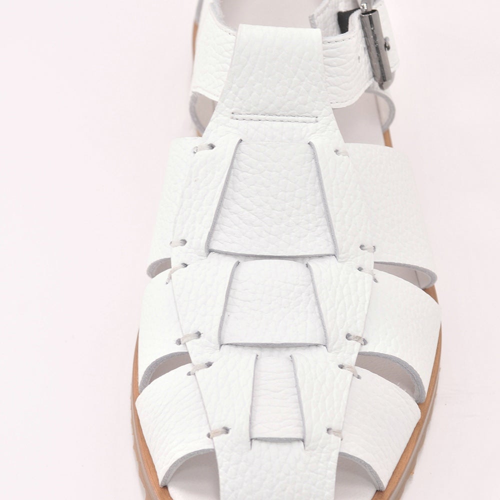 パラブーツ国内正規品メンズサンダルPARABOOTパシフィックPACIFICホワイトオイルドレザーグルカグラディエーター編み込み革イタリア製