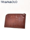 トリアンゴロイタリアブランドレザーTRIANGOLOクラッチバッグツヤ革ブラウンハンドルストラップ付きビジネスメンズ