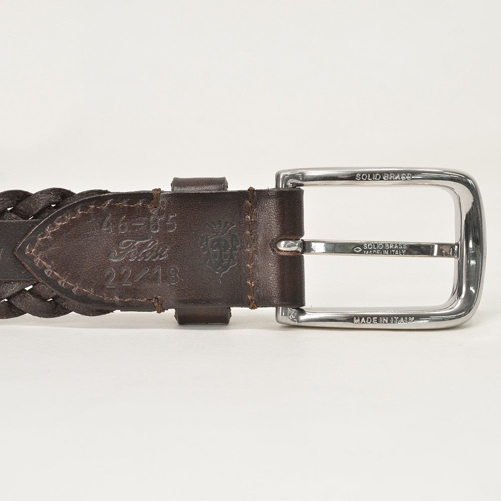 フェリージfelisi国内正規品メンズレザーメッシュベルトバケッタレザー3cm幅ナローダークブラウンスクエアバックルきれいめエレガントでらでら公式ブランド