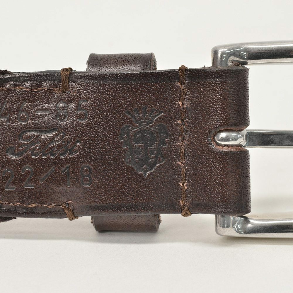 フェリージfelisi国内正規品メンズレザーメッシュベルトバケッタレザー3cm幅ナローダークブラウンスクエアバックルきれいめエレガントでらでら公式ブランド