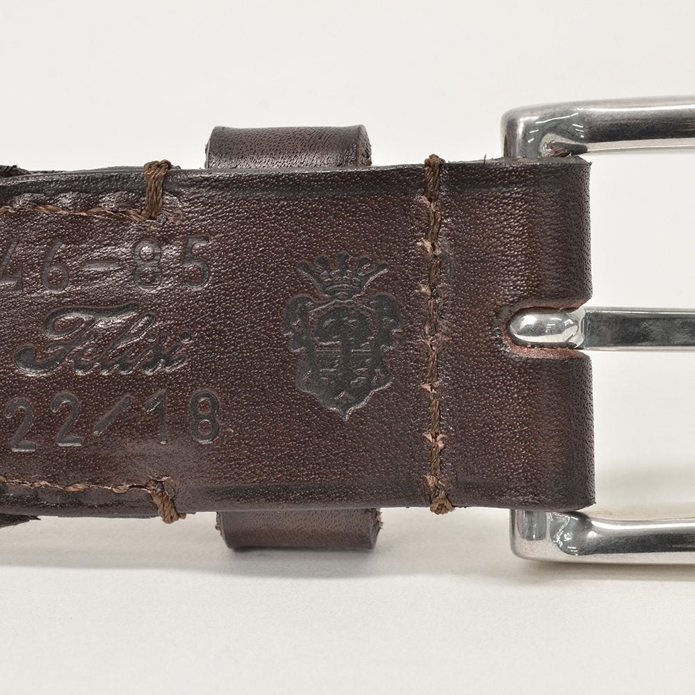 フェリージfelisi国内正規品メンズレザーメッシュベルトバケッタレザー3cm幅ナローダークブラウンスクエアバックルきれいめエレガントでらでら公式ブランド