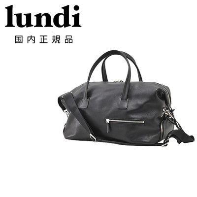 ルンディlundiボストンバッグメンズ旅行用バッグWILSONウィルソンフルグレインレザーブラック黒14インチPC収納可能ショルダーストラップ国内正規品でらでら公式ブランド