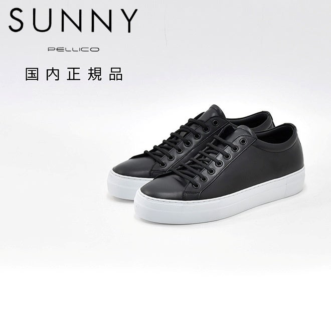 ペリーコサニーPELLICOSUNNYスニーカーメンズスムースレザーローカットレースアップシューズGIOIA厚底3.5cmブラックイタリア国内正規品らでら公式ブランド