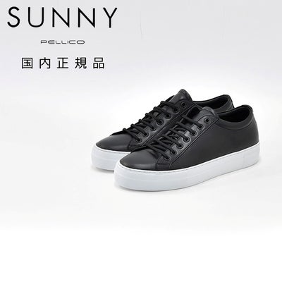 ペリーコサニーPELLICOSUNNYスニーカーメンズスムースレザーローカットレースアップシューズGIOIA厚底3.5cmブラックイタリア国内正規品らでら公式ブランド