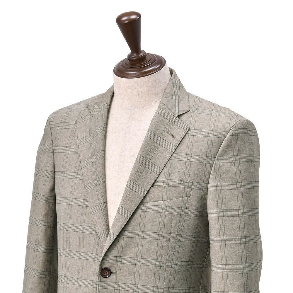 ヴィターレバルベリスカノニコVITALEBARBERISCANONICOシングルジャケットメンズ2ボタンフロントブラウンベージュサマーウールSuper110´sチェック柄ジャケットSuperlativoスペルラティボ日本製ブランド