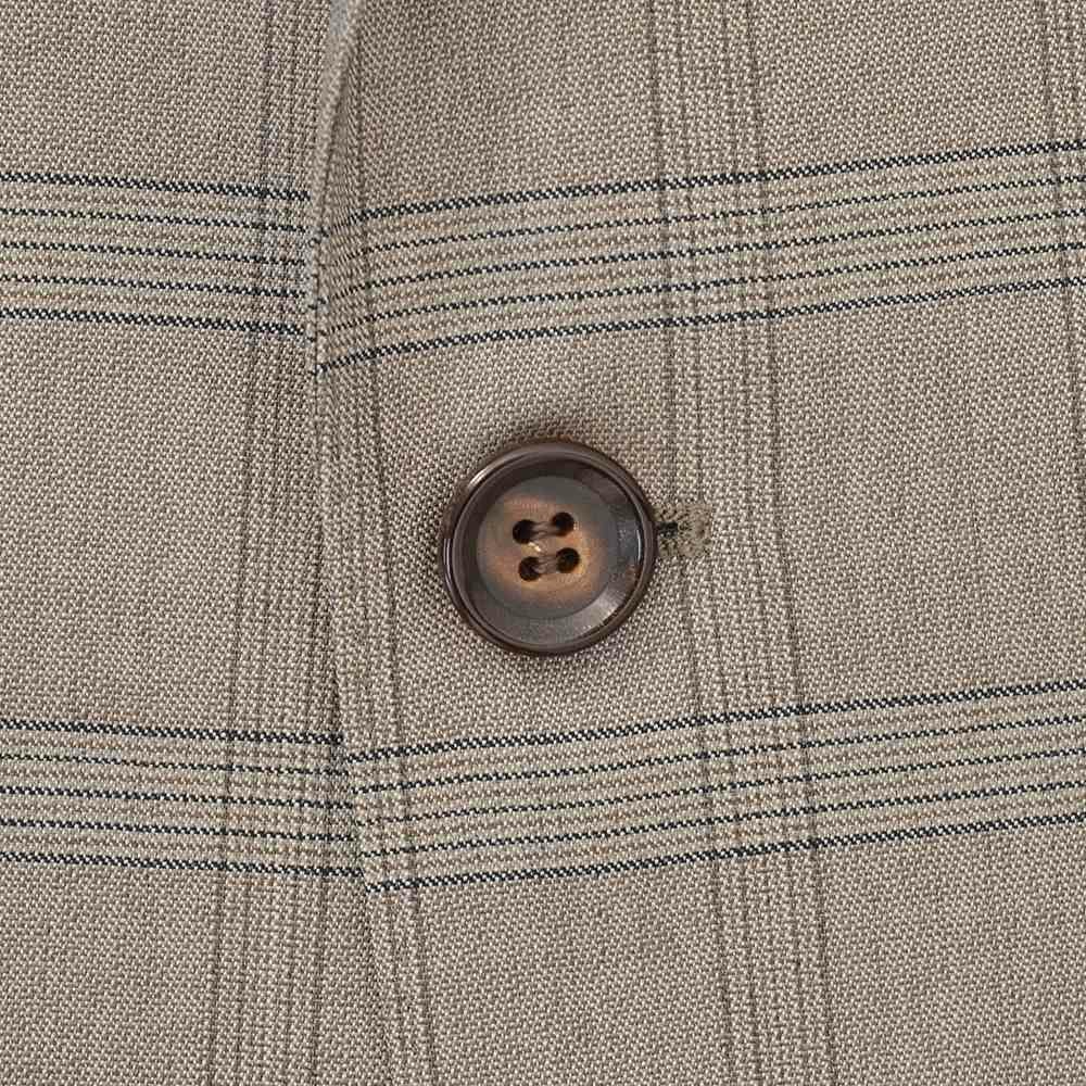 ヴィターレバルベリスカノニコVITALEBARBERISCANONICOシングルジャケットメンズ2ボタンフロントブラウンベージュサマーウールSuper110´sチェック柄ジャケットSuperlativoスペルラティボ日本製ブランド