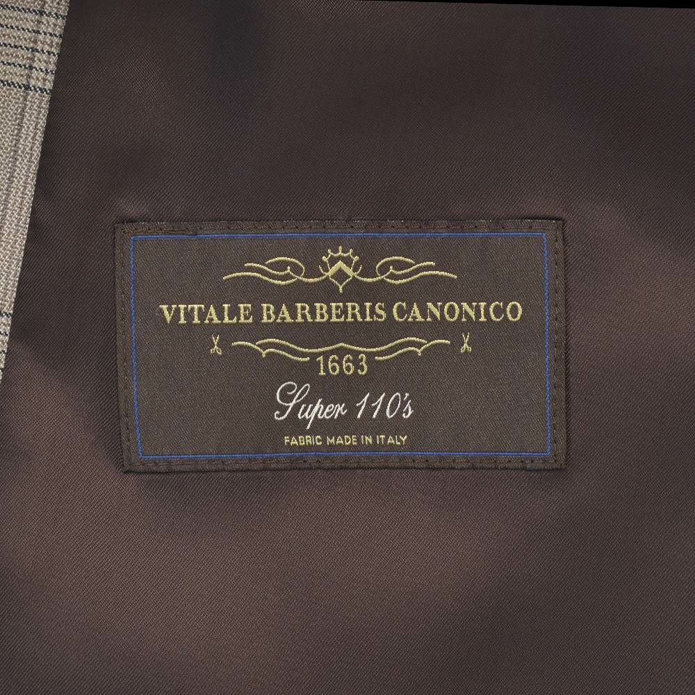ヴィターレバルベリスカノニコVITALEBARBERISCANONICOシングルジャケットメンズ2ボタンフロントブラウンベージュサマーウールSuper110´sチェック柄ジャケットSuperlativoスペルラティボ日本製ブランド