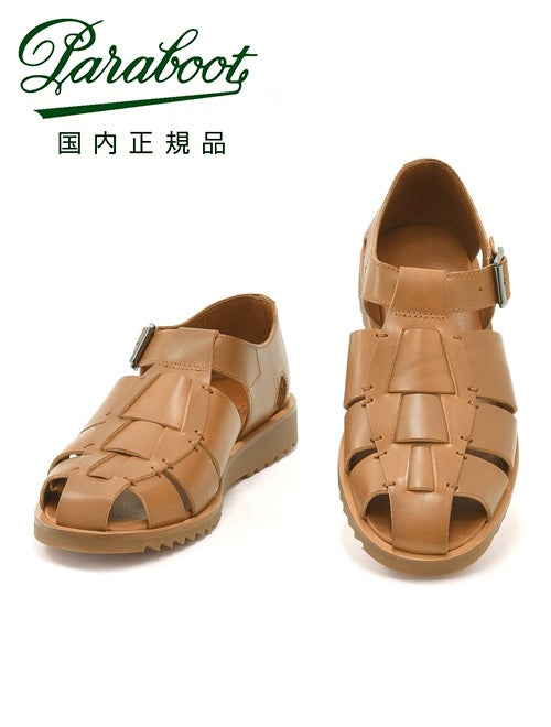 パラブーツPARABOOTグルカサンダルメンズパシフィックPACIFICオイルドレザーコニャックグラディエーター編み込みストラップ調節国内正規品でらでら公式