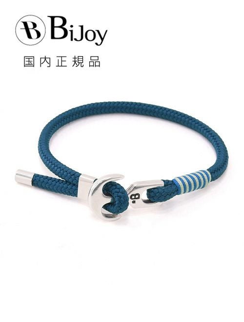 Bijoyビジョイブレスレットユニセックスロープバングル紐タイプ錨フックマリンブルーポリエステルニッケル・リードフリー真鍮ハンドメイドフランス製
