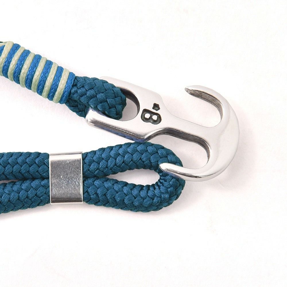 Bijoyビジョイブレスレットユニセックスロープバングル紐タイプ錨フックマリンブルーポリエステルニッケル・リードフリー真鍮ハンドメイドフランス製