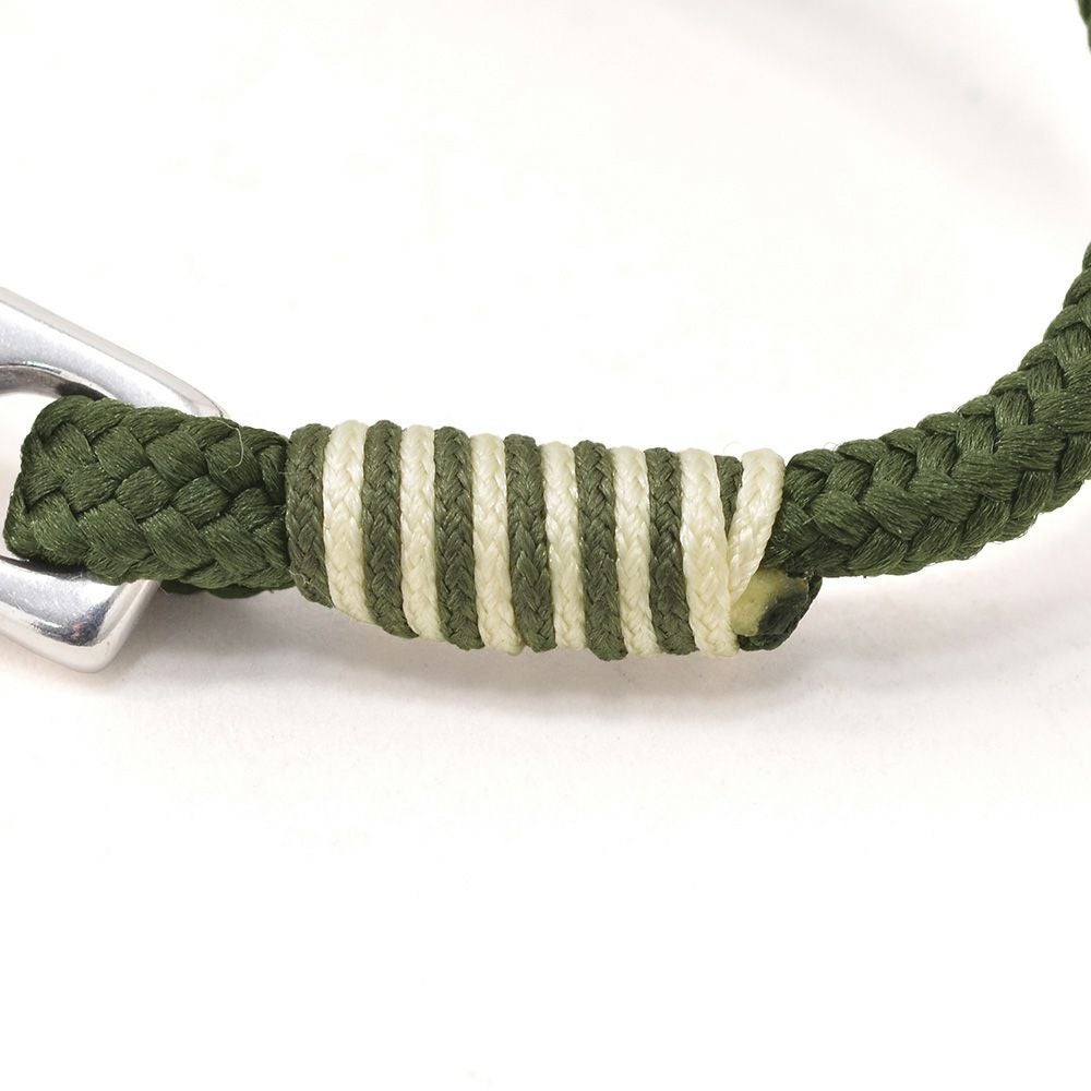 Bijoyビジョイブレスレットユニセックスロープバングル紐タイプ錨フックカーキポリエステルニッケル・リードフリー真鍮ハンドメイドフランス製