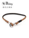 Bijoyビジョイブレスレットユニセックスレザーバングル牛革錨フックキャメル×ブラックポリエステルニッケル・リードフリー真鍮ハンドメイドフランス製