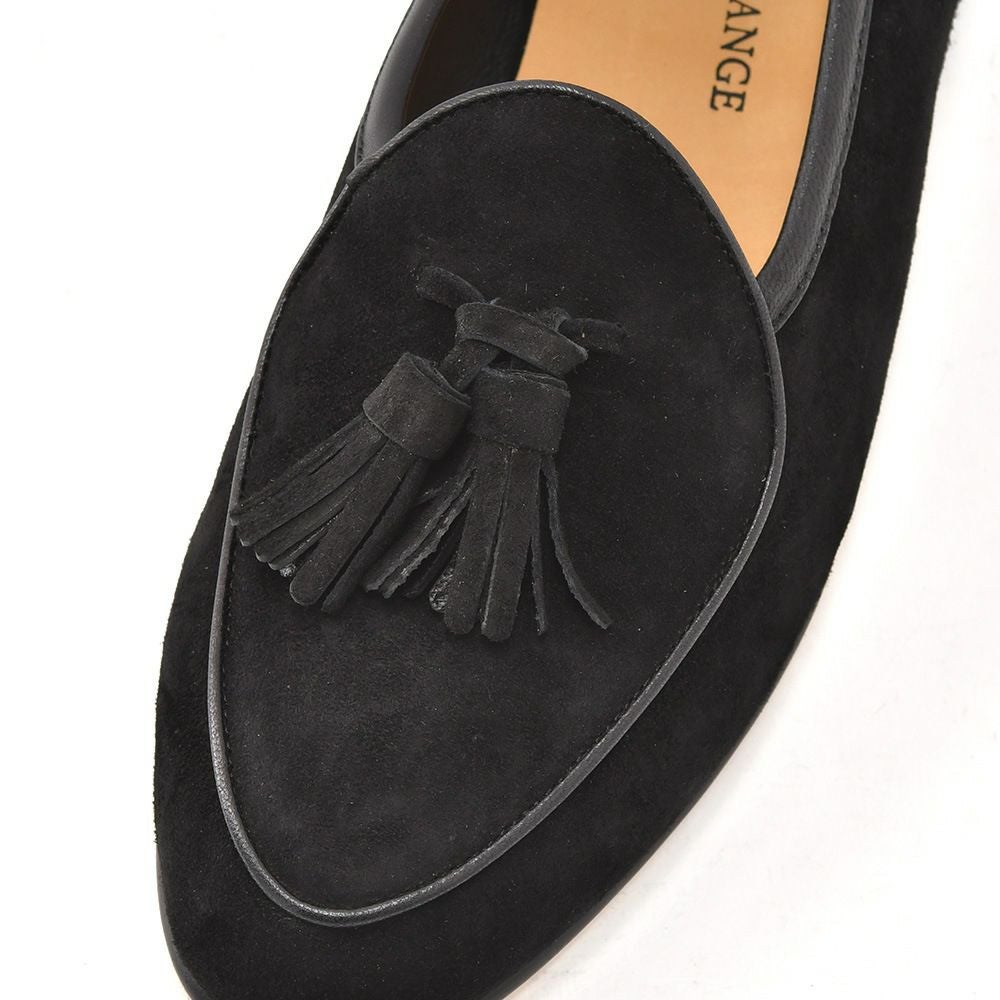 ボードインアンドランジBAUDOIN&LANGEベルジャンシューズメンズSaganモデルクラシックタッセルローファーClassicTasselsブラックスエードレザー国内正規品でらでら公式ブランド