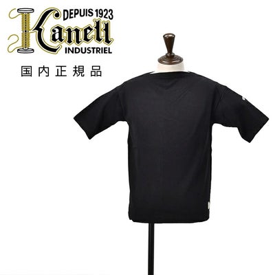 カネルKANELL半袖ニットソーメンズバスクシャツサマーセーターISOLDEイソルデボートネックブラック無地オーガニックコットンボックスシルエットでらでら公式ブランド