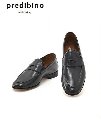 プレディビーノPREDIBINOコインローファーメンズスリッポンCOMANOカーフレザーブラックTASCAラストレザーソールマッケイ製法でらでらオリジナルブランド