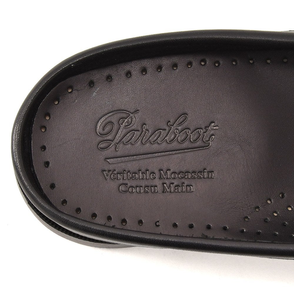 パラブーツPARABOOTレザーサンダルメンズスリッポン型BAHAMASバハマブラックMARINEソールリスレザー国内正規品でらでら公式ブランド