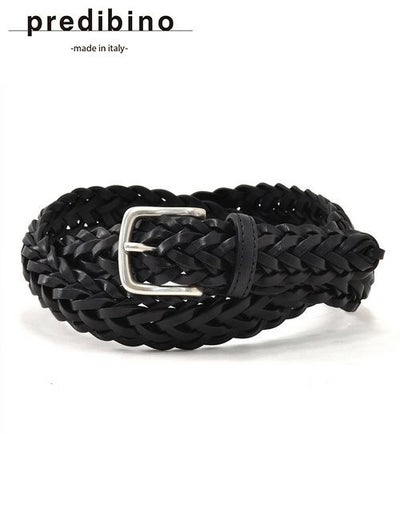 プレディビーノPredibinoレザーメッシュベルトメンズ編み込みイタリアンレザーブラック3cm幅本革真鍮バックルギフト贈り物イタリア製でらでら公式ブランド