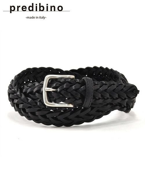 プレディビーノPredibinoレザーメッシュベルトメンズ編み込みイタリアンレザーブラック3cm幅本革真鍮バックルギフト贈り物イタリア製でらでら公式ブランド