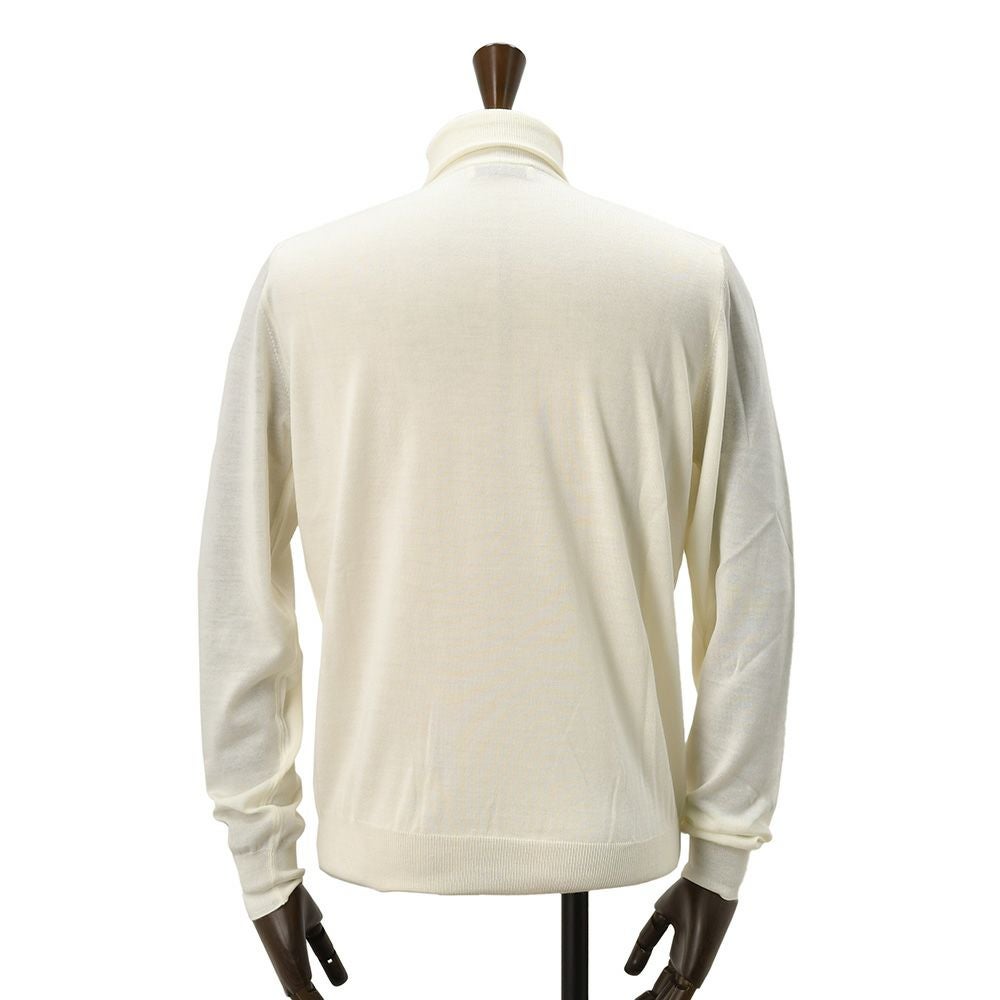 フィリッポデローレンティスFILIPPODELAURENTIISタートルネックニットメンズハイゲージセーターロイヤルメリノウールオフホワイト長袖無地スリムフィット国内正規品でらでら公式ブランド