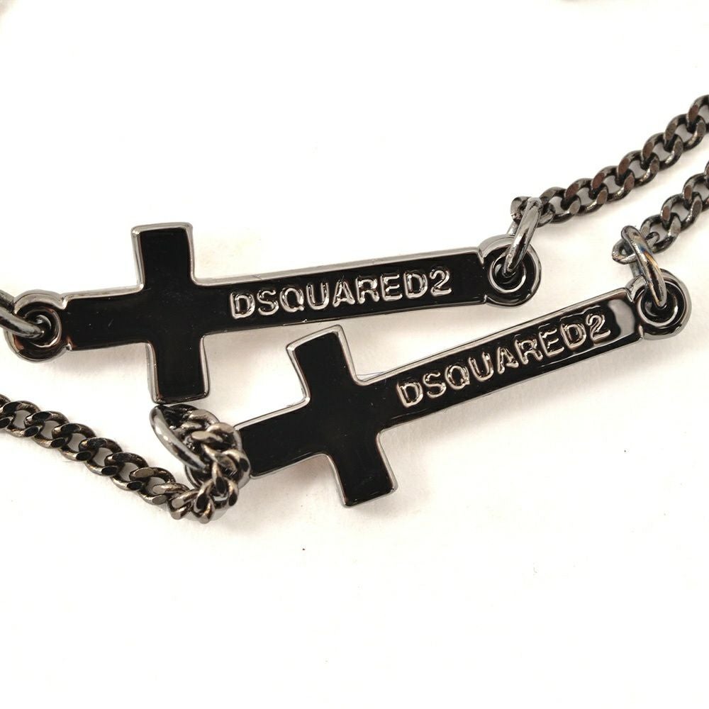 ディースクエアードDSQUARED2ブレスレットメンズJesusBracelets2連クロスチェーンルテニウムブラックリング調節式ユニセックス真鍮ジュエリー国内正規品でらでら公式ブランド