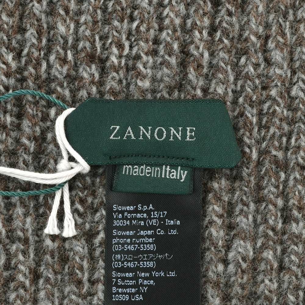 ザノーネZANONEニットマフラーリブ編みヴァージンウールZANOPモカブラウンメランジユニセックス長方形タイププレゼントギフト国内正規品でらでら公式ブランド