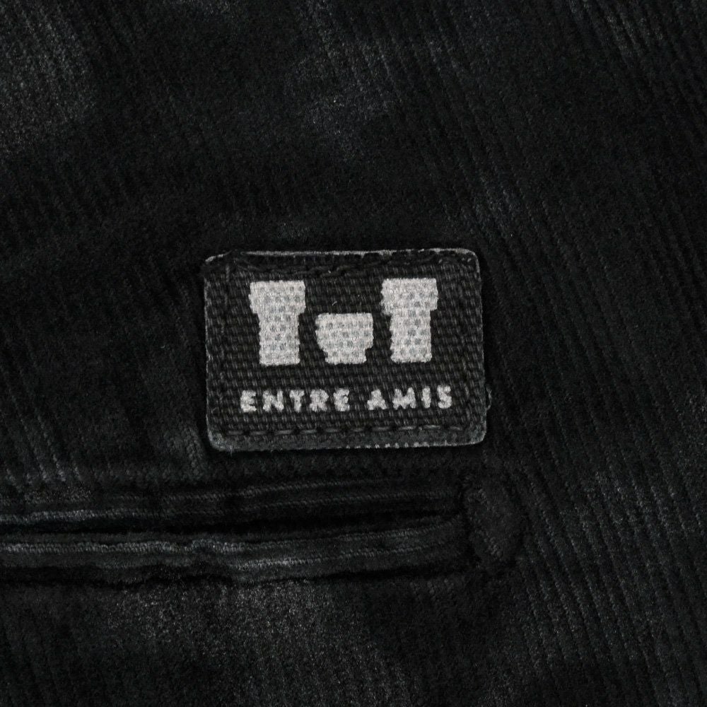 アントレアミENTREAMISコーデュロイパンツメンズ8188モデルジャガード柄コットンストレッチブラック黒クロップド丈スキニー細畝国内正規品でらでら公式ブランド