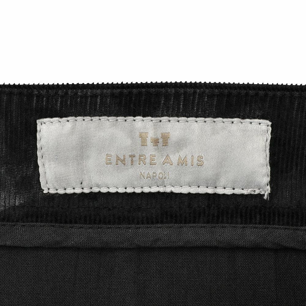 アントレアミENTREAMISコーデュロイパンツメンズ8188モデルジャガード柄コットンストレッチブラック黒クロップド丈スキニー細畝国内正規品でらでら公式ブランド