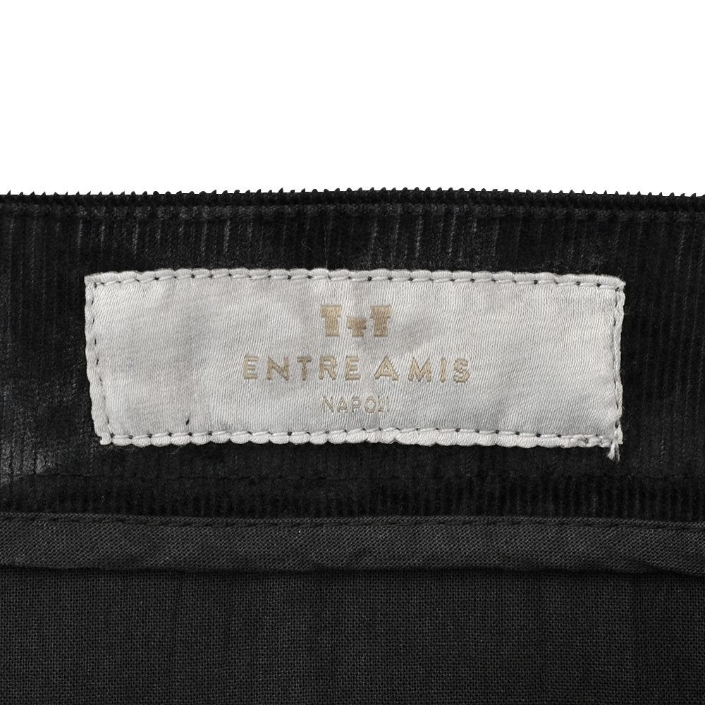 アントレアミENTREAMISコーデュロイパンツメンズ8188モデルジャガード柄コットンストレッチブラック黒クロップド丈スキニー細畝国内正規品でらでら公式ブランド