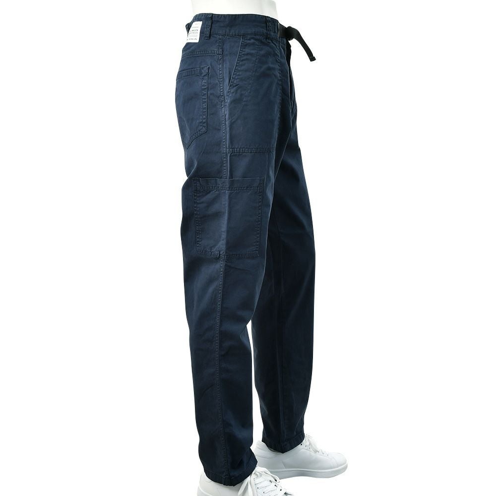 【preSALE!50%off】リプレイREPLAYコットンパンツメンズストレッチツイル生地ウエスト調節可能バックルダークブルーガーメントダイカーペンターパンツレギュラーシルエットカーゴ型ポケット国内正規品でらでら公式ブランド