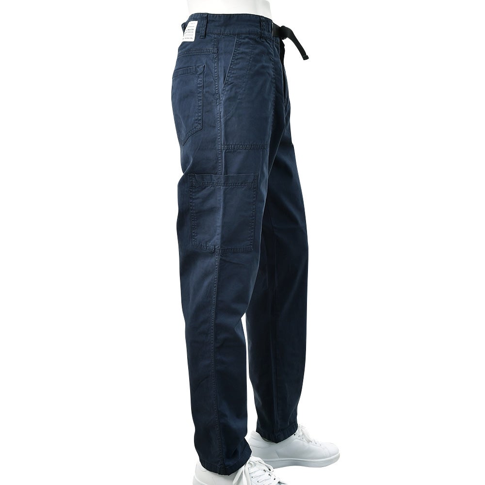【preSALE!50%off】リプレイREPLAYコットンパンツメンズストレッチツイル生地ウエスト調節可能バックルダークブルーガーメントダイカーペンターパンツレギュラーシルエットカーゴ型ポケット国内正規品でらでら公式ブランド