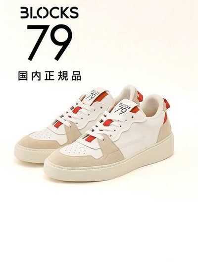 ブロックス79BLOCKS79スニーカーメンズレースアップシューズAMIKモデルグログランテープブランドアイコンホワイト×レッドスムースレザーゴムソールサスティナブル国内正規品でらでら公式ブランド