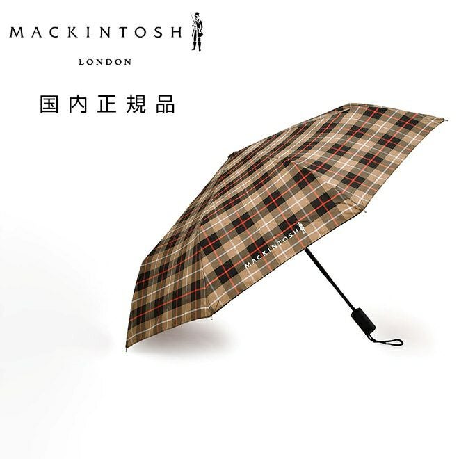 マッキントッシュMACKINTOSH折り畳み傘ワンプッシュオート開閉式ポリエステルバークレーキャメルチェック柄デザインブランドロゴ男女兼用プレゼント贈り物国内正規品でらでら公式ブランド