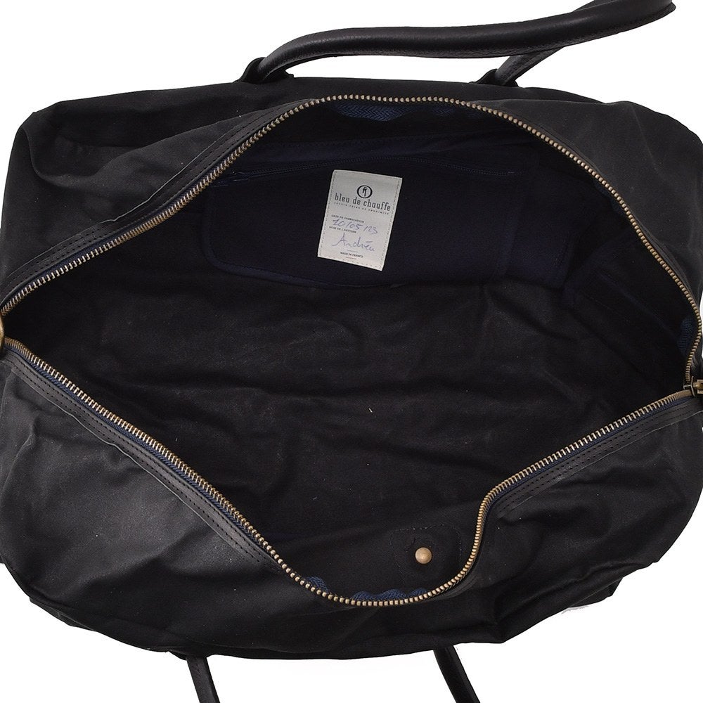 ブルードゥシャフBleudechauffeボストンバッグメンズZEPHIRゼフィールワクシーキャンバスブラック黒トラベルバッグ調節可能ショルダーストラップ付きフランス製国内正規品でらでら公式ブランド