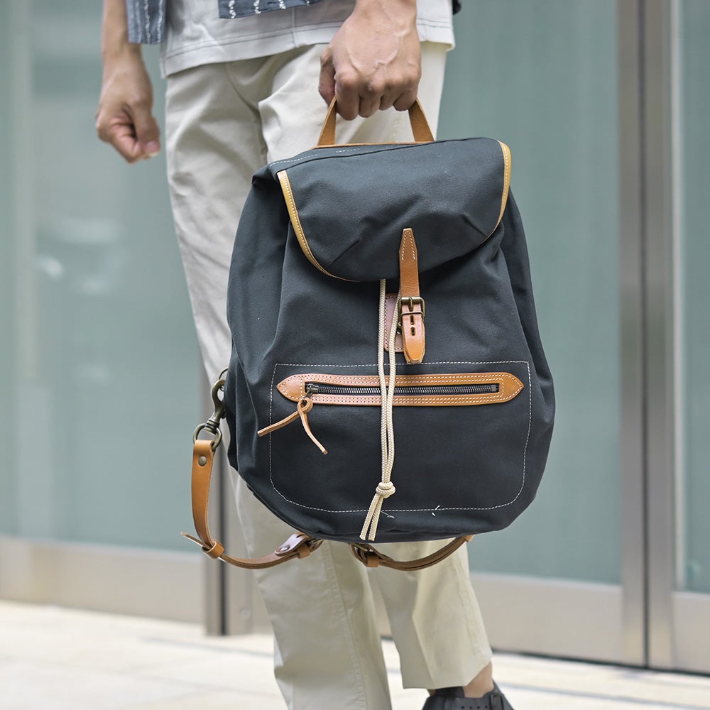 ブルードゥシャフBleudechauffeバックパックメンズCAMPキャンプオーガニックコットンキャンバスリュックネイビー紺耐水性フランス製国内正規品でらでら公式ブランド