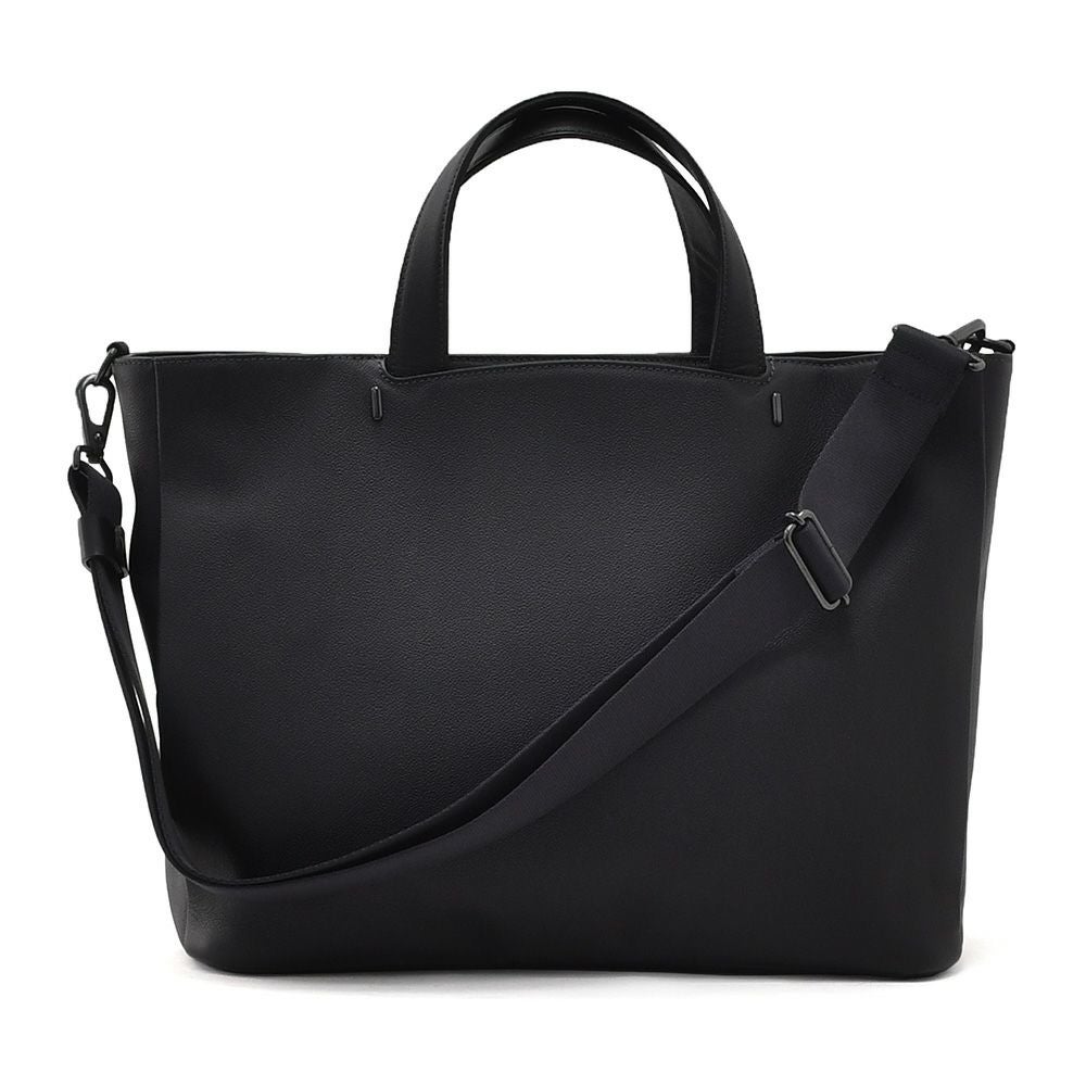 ファーロFAROトートバッグメンズUｒbanCollection防水カーフレザースクエア型ブラック黒パッチボタン開閉式ショルダーコード付きドレスカジュアル国内正規品でらでら公式ブランド