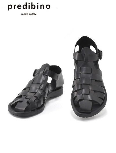 プレディビーノPREDIBINOグルカサンダルメンズバケッタレザー1902モデルブラック黒調節ストラップタイプフッドベットインソールイタリア製でらでら公式ブランド