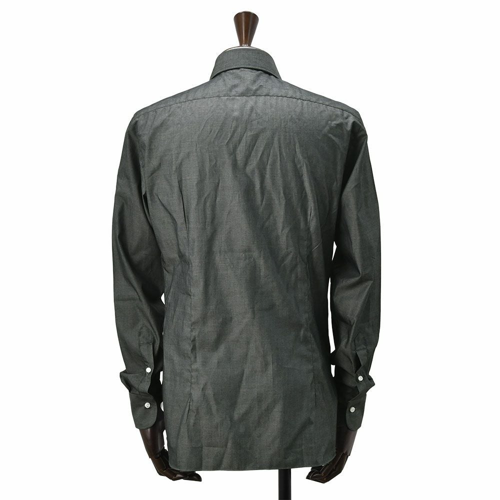 バルバBARBAドレスシャツメンズブロード生地I1U13セミワイドスプリットカラーチャコールグレーレギュラーフィットビジネスドレスイタリア製国内正規品でらでら公式ブランド