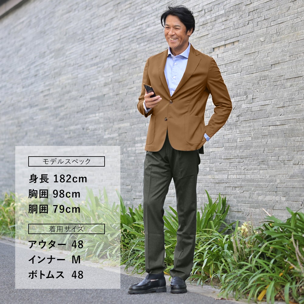 バルバBARBAシャツジャケットメンズシングル2つ釦EASY-J1ポリエステルレーヨンストレッチTR生地ブラウン茶系ノッチドラペルレギュラーフィットイタリア製国内正規品でらでら公式ブランド