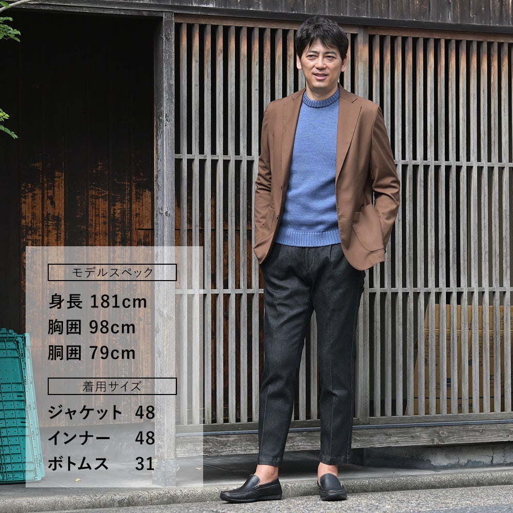 バルバBARBAシャツジャケットメンズシングル2つ釦EASY-J1ポリエステルレーヨンストレッチTR生地ブラウン茶系ノッチドラペルレギュラーフィットイタリア製国内正規品でらでら公式ブランド